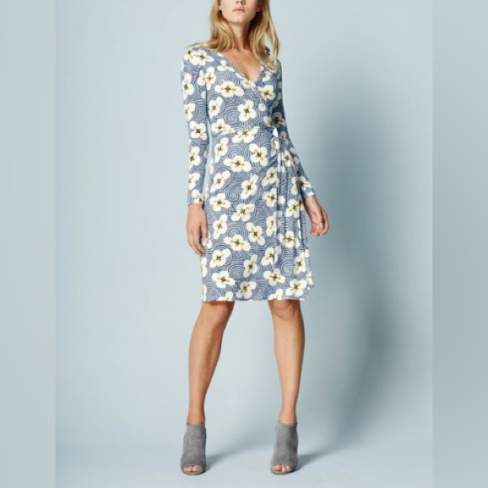 Boden Floral Long Sleeve Wrap Dress, 4R